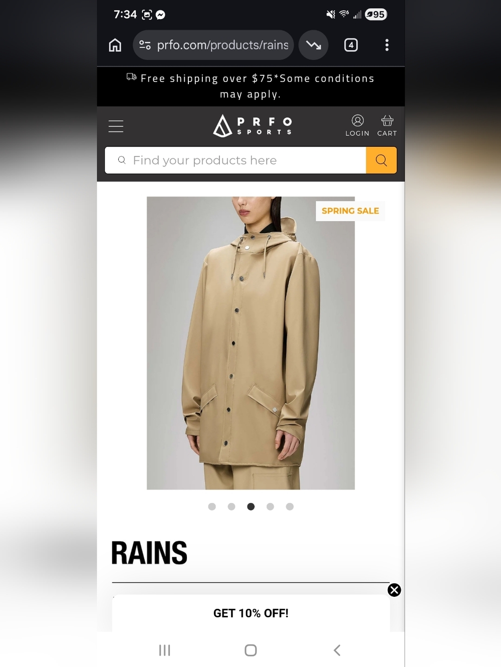 *NWT* Rains Unisex Rain Jacket - Sand - Size M - $75 - Picture 5 of 7